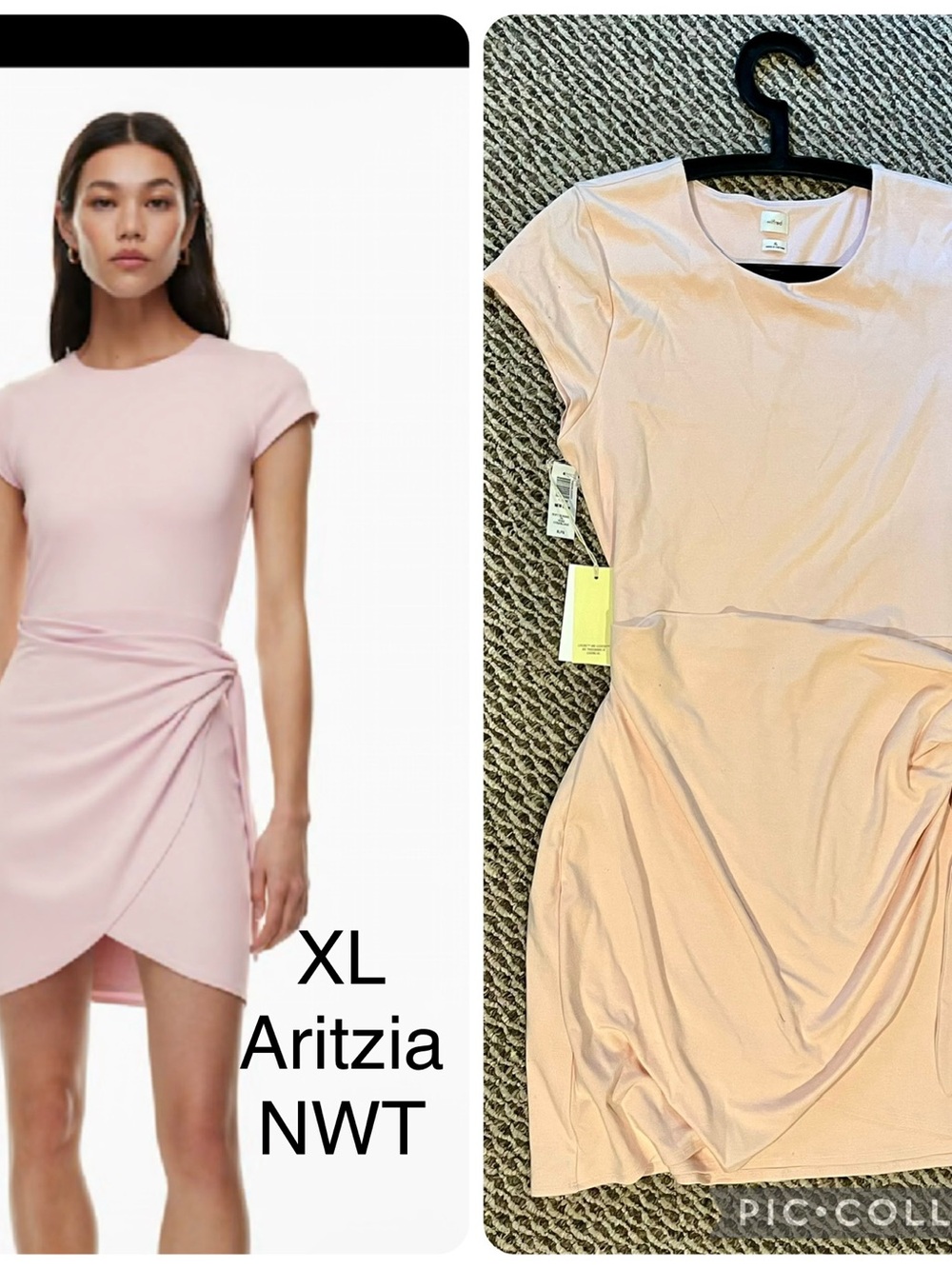 Aritzia Wilfred Pale Pink Side-Tie Mini Dress XL NWT